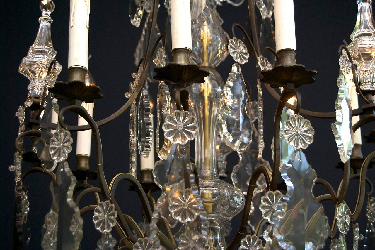 19th Century Large and Original Crystal Chandelier, Louis XV Style For Sale 3
