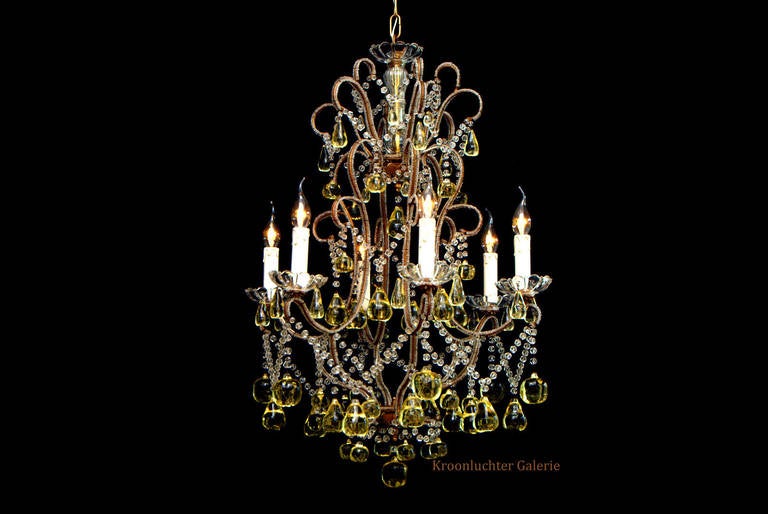 Lustre italien du 20e siècle à six Lights en forme de fruits