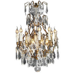 Louis XV Style Bronze French Crystal Chandelier with Twelve Lights