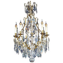 19th Century French, Louis XV Style Crystal Chandelier with Six Lights
