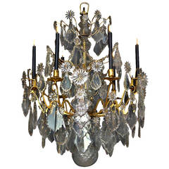 Antique 18th Century, Louis XV Ormolu French Crystal Chandelier with Candles