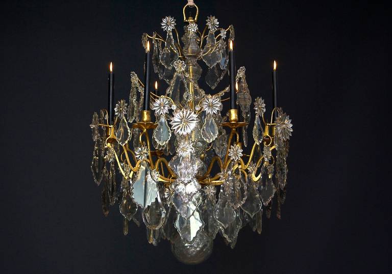18th Century, Louis XV Ormolu French Crystal Chandelier with Candles