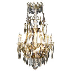 19th Century, Large Gilt Bronze French Crystal Chandelier