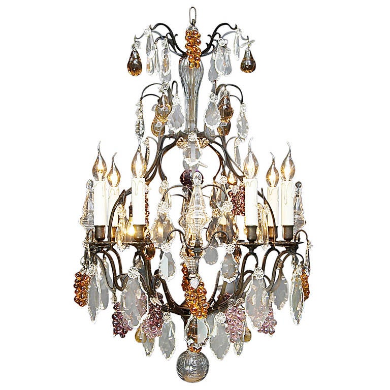 20th Century Extraordinary Original French Fruit Chandelier in Louis XV Style For Sale