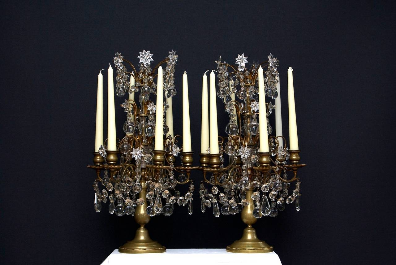 Pair of 19th Century French Crystal Girandoles
