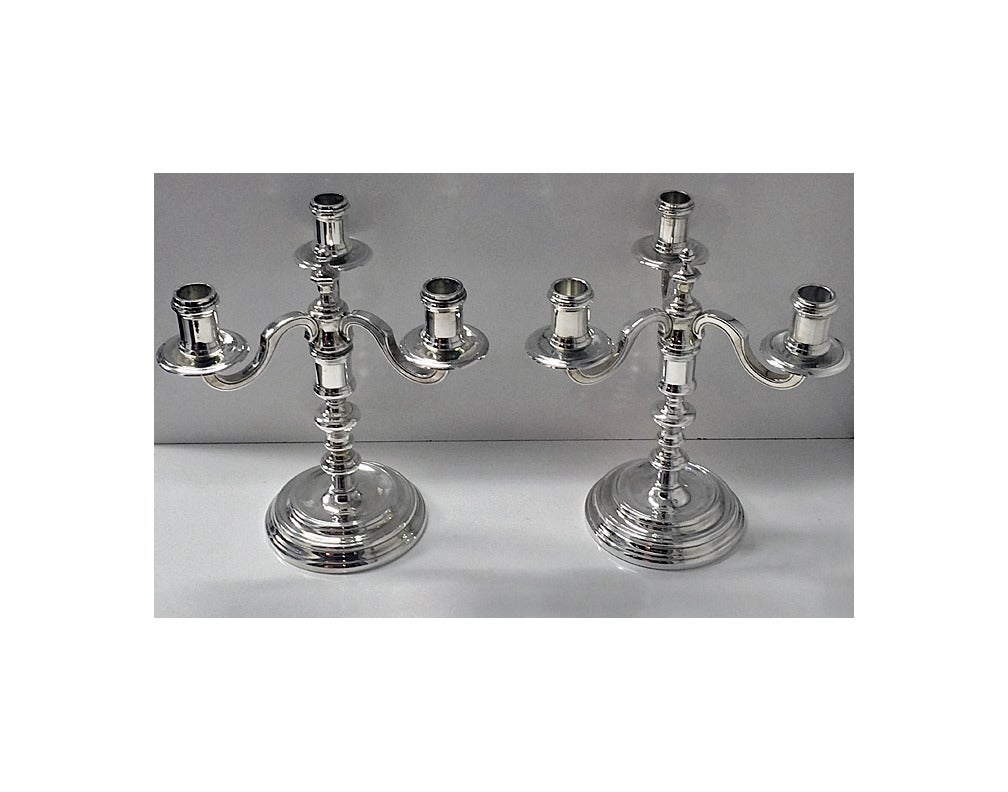 Christofle Silver plate Candelabra Candlesticks, France, C.1980