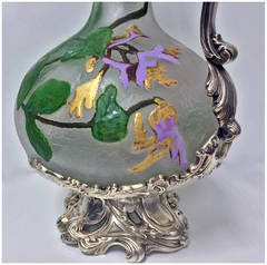 Art Nouveau WMF Glass Hand-Painted Claret Jug, circa 1900