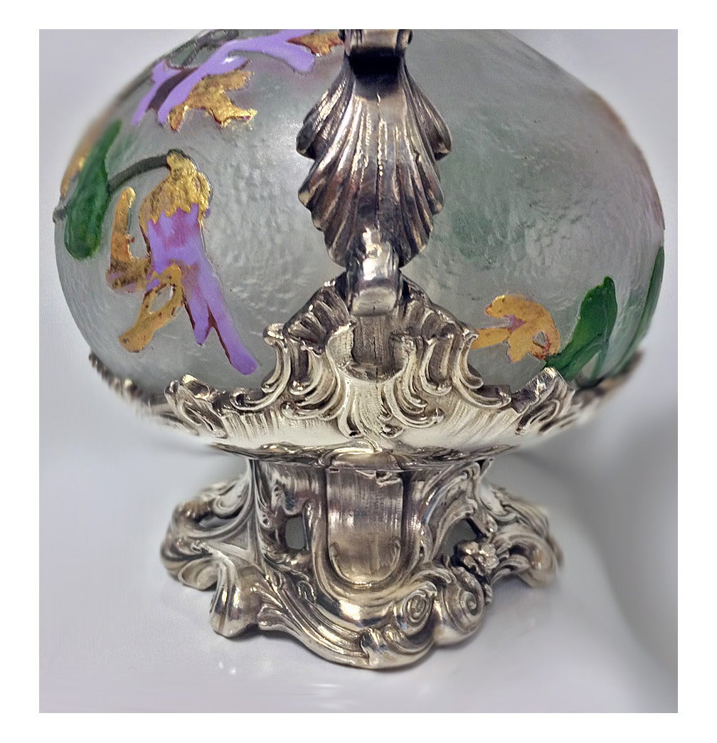 German Art Nouveau WMF Glass Hand-Painted Claret Jug, circa 1900