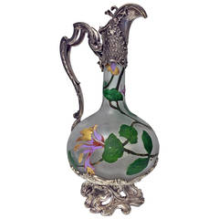Art Nouveau WMF Glass Hand-Painted Claret Jug, circa 1900