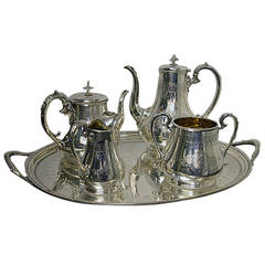 Antique English Silver Tea and Coffee Service and Tray