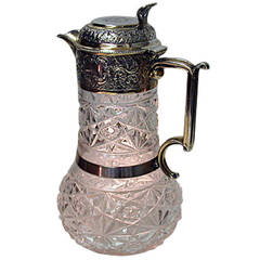 Antique English Silver Glass Claret Jug Hallmarked, 1896 8