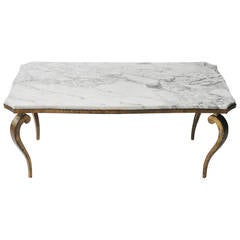 Marble and Gold-Leaf Cabriole Leg Coffee Table by Ramsay 3
