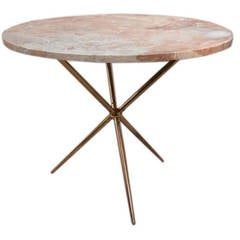 Solid Brass Tripod Table with Marble Top in the Style of Gio Ponti