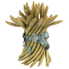 Dancing Asparagus with Pale Blue Petals, Porcelain Objet d'Art