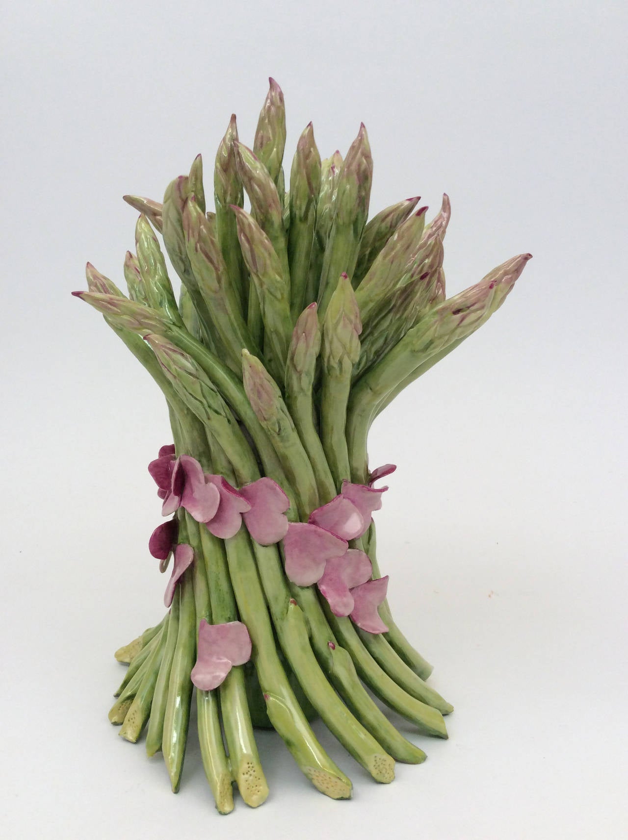 Dancing Asparagus in Pink Petals, Poreclain Objet d'Art