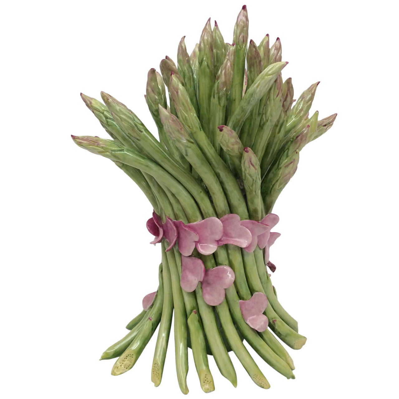 Dancing Asparagus in Pink Petals, Poreclain Objet d
Art For Sale