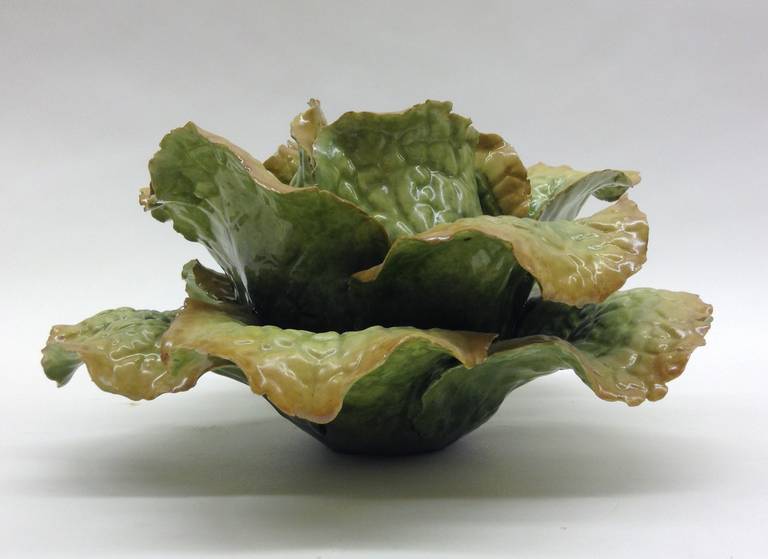 Chinese Export Porcelain Autumn Cabbage Botanical Objet d'Art for Display For Sale