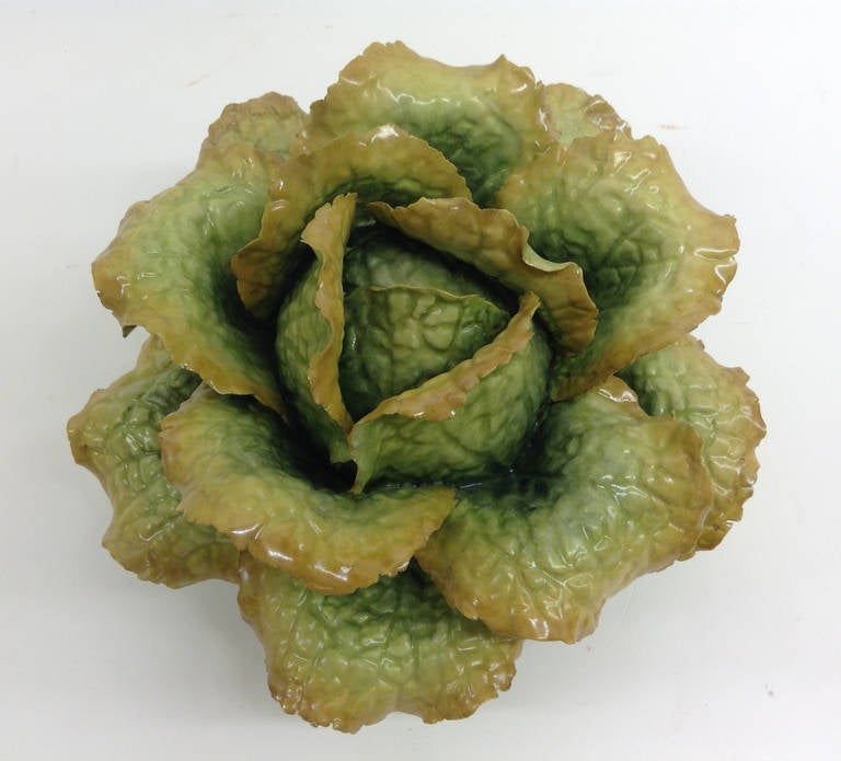American Porcelain Autumn Cabbage Botanical Objet d'Art for Display For Sale