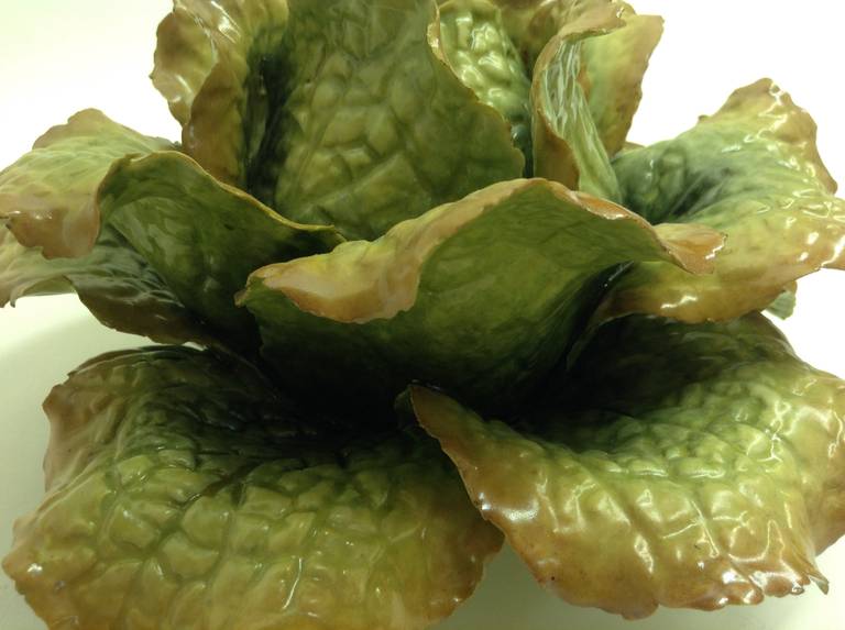 Hand-Carved Porcelain Autumn Cabbage Botanical Objet d'Art for Display For Sale