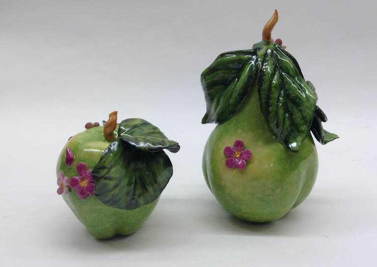 Chinese Export Pair of Porcelain Fruits Objets d'Art For Sale