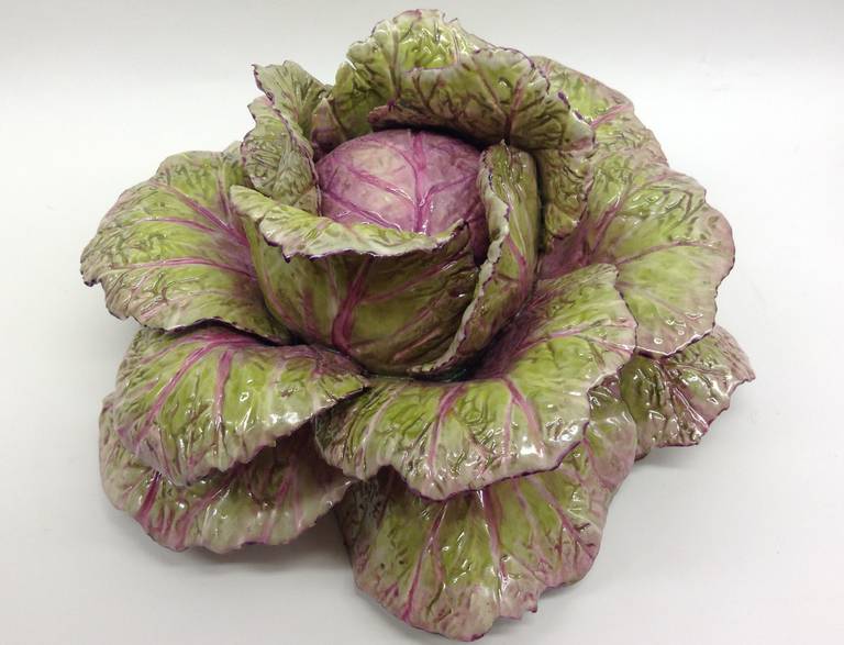 Chinese Export Large Cabbage Porcelain Centerpiece For Sale