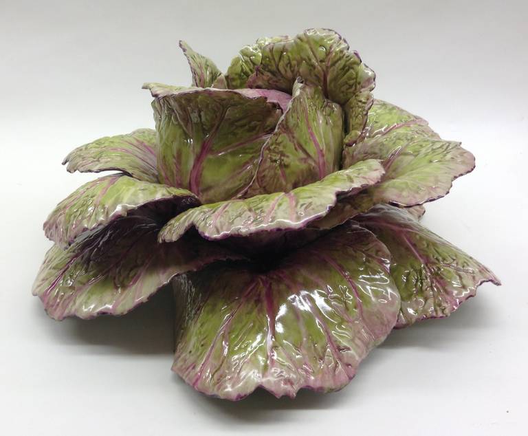 Hand-Carved Large Cabbage Porcelain Centerpiece For Sale