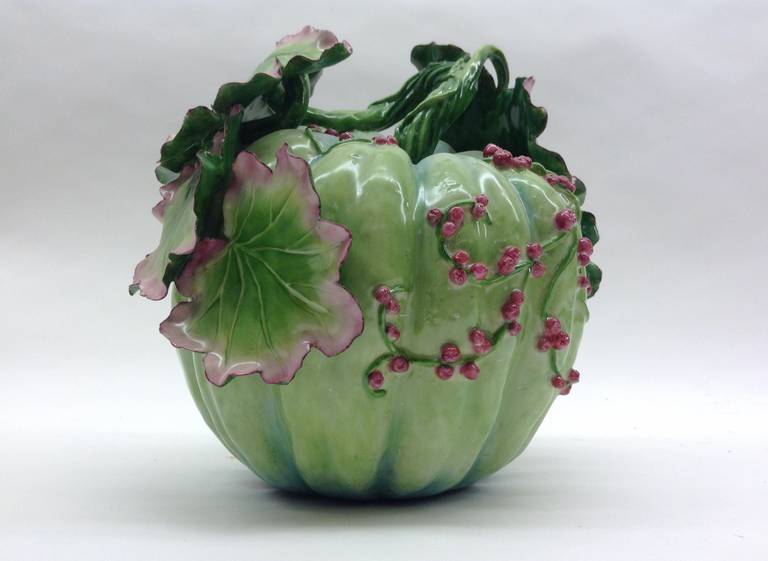 American Chelsea Porcelain Red Anchor Period Inspired Melon Centerpiece For Sale