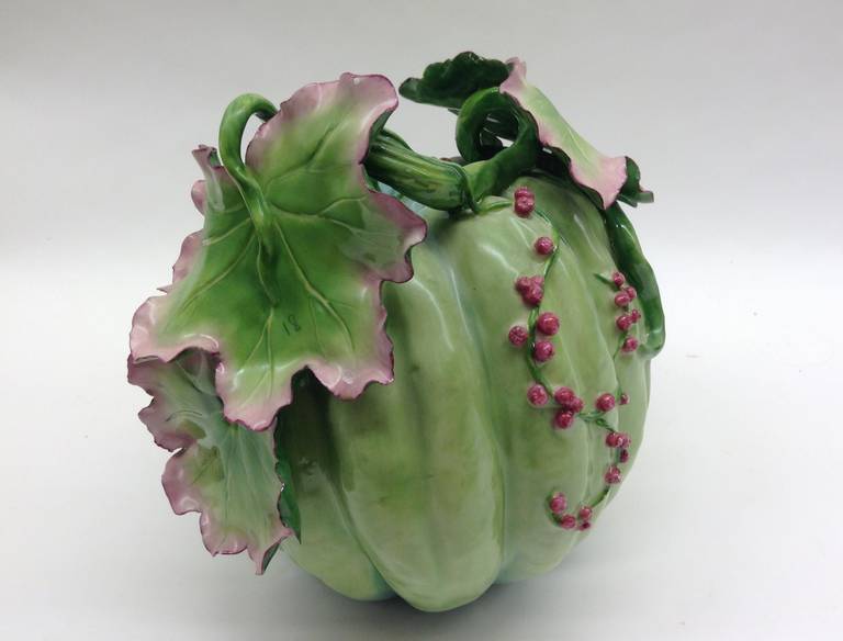 Contemporary Chelsea Porcelain Red Anchor Period Inspired Melon Centerpiece For Sale