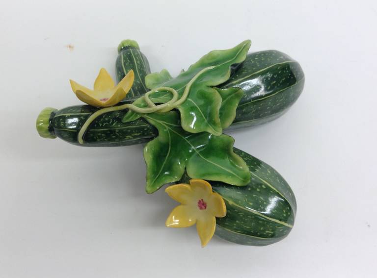 American Botanical Porcelain, Double Zucchini Objet d'Art for Display For Sale