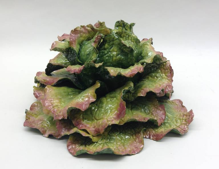 American Harvest Cabbage, Porcelain Objet d'art for centerpiece or table display
