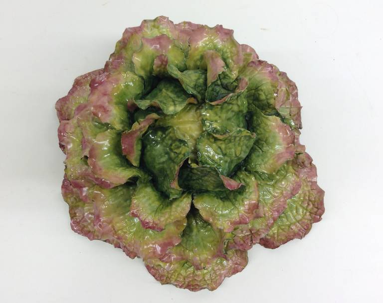 Painted Harvest Cabbage, Porcelain Objet d'art for centerpiece or table display