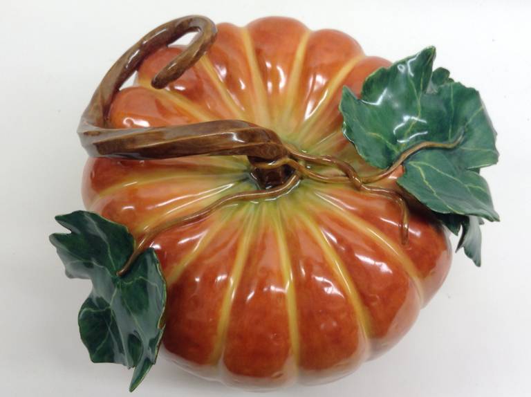 Contemporary Harvest Pumpkin Handcrafted Porcelain Centerpiece For Sale