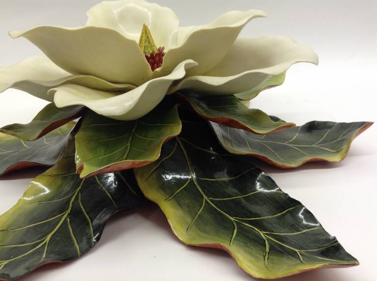 Porcelain Magnolia Centerpiece In Excellent Condition For Sale In Boston, MA