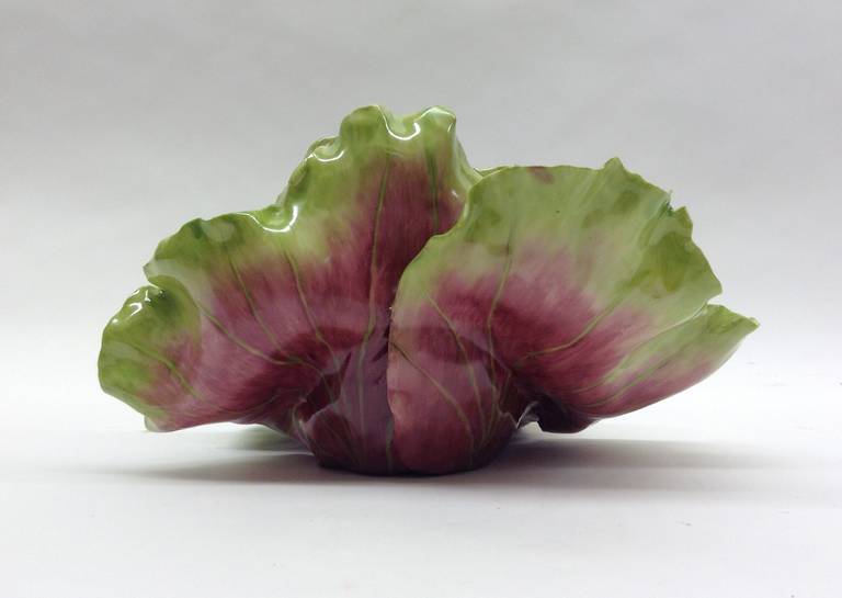 American Handcrafted Porcelain Lettuce Objet d'Art