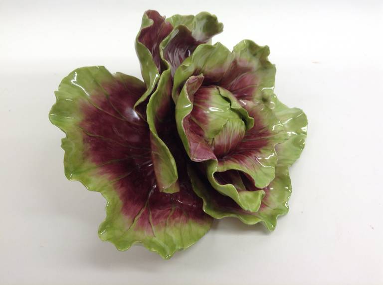 Painted Handcrafted Porcelain Lettuce Objet d'Art