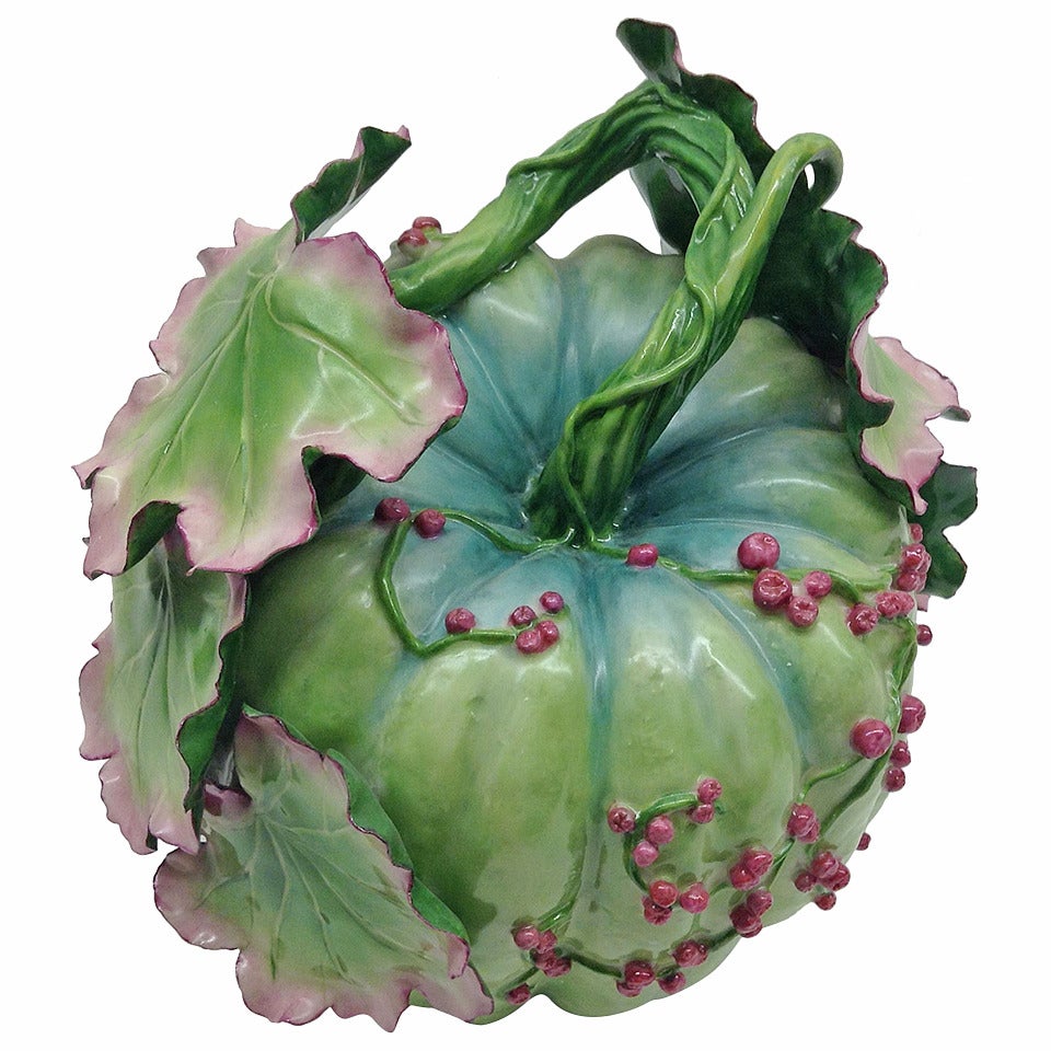 Chelsea Porcelain Red Anchor Period Inspired Melon Centerpiece For Sale