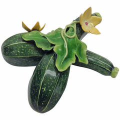 Used Botanical Porcelain, Double Zucchini Objet d'Art for Display