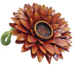 Used Flame Sunflower Botanical Porcelain Objet d'Art for Display
