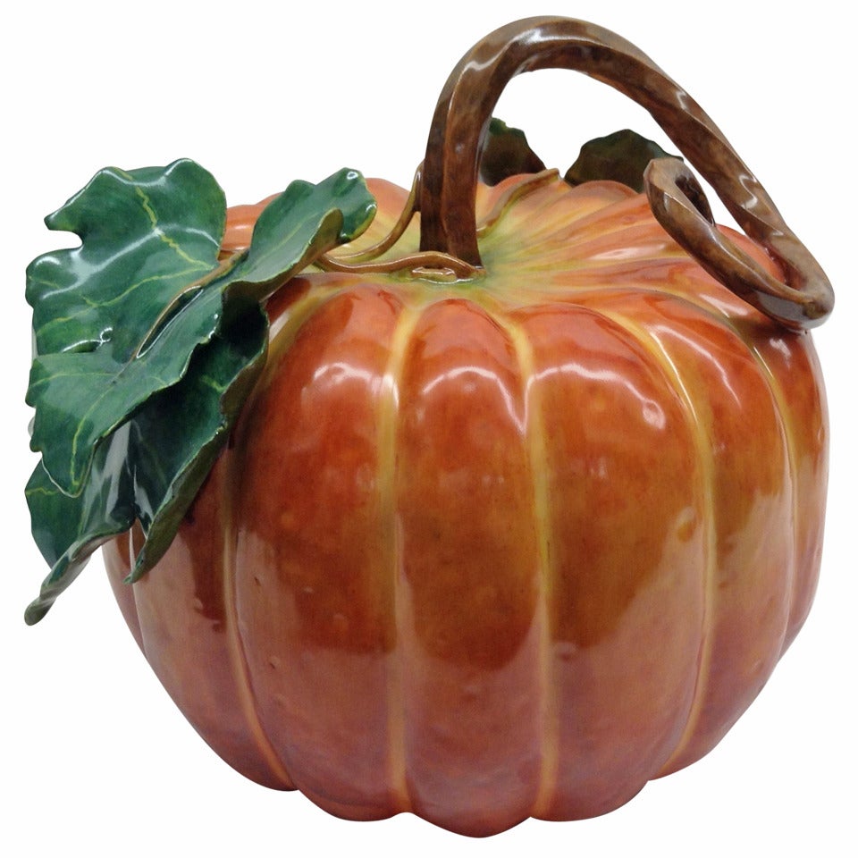 Harvest Pumpkin Handcrafted Porcelain Centerpiece For Sale