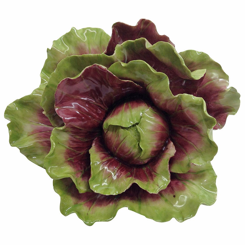 Handcrafted Porcelain Lettuce Objet d'Art