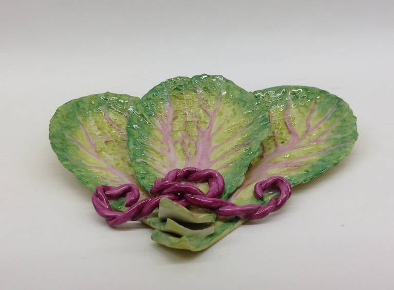 American Porcelain Cabbage Leaves Pin Dish For Sale
