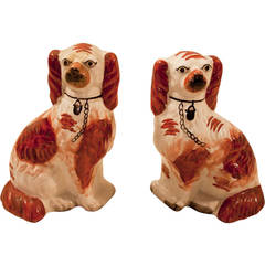 Antique 19th Century Staffordshire Spaniel Pair