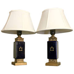 Art Deco Cobalt Asian Motif Lamps