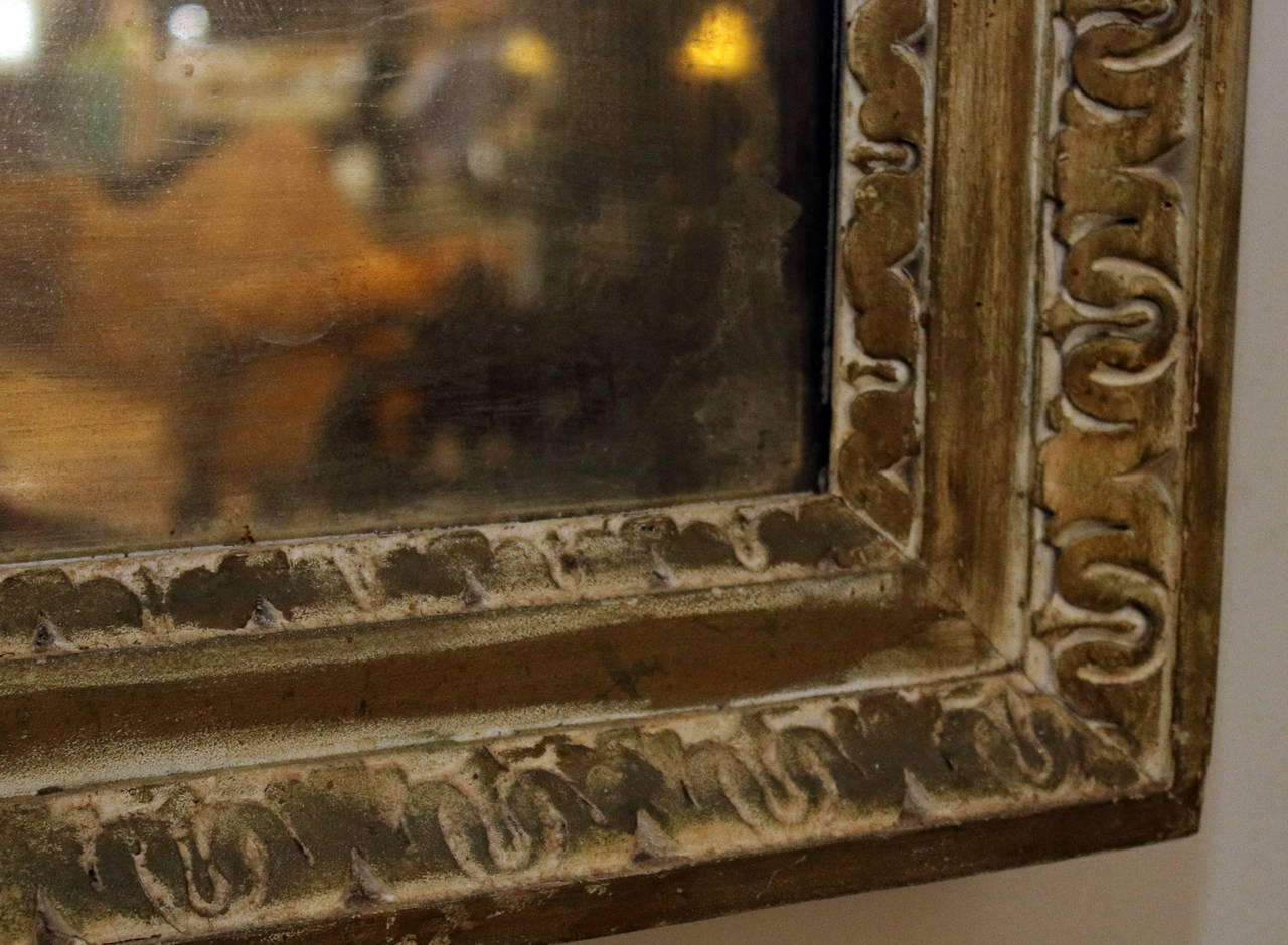 Miroir Trumeau français du XIXe siècle en bois peint et doré Bon état - En vente à Savannah, GA