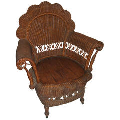 Antique 19th Century American Wicker Heywood Brothers Armchair
