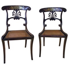 Chaises de style Regency du XIXe siècle en acajou avec marqueterie Boulle