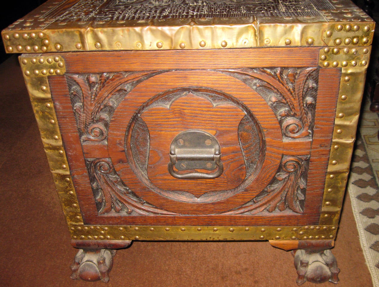 19th Century Carved Spanish Chest 2