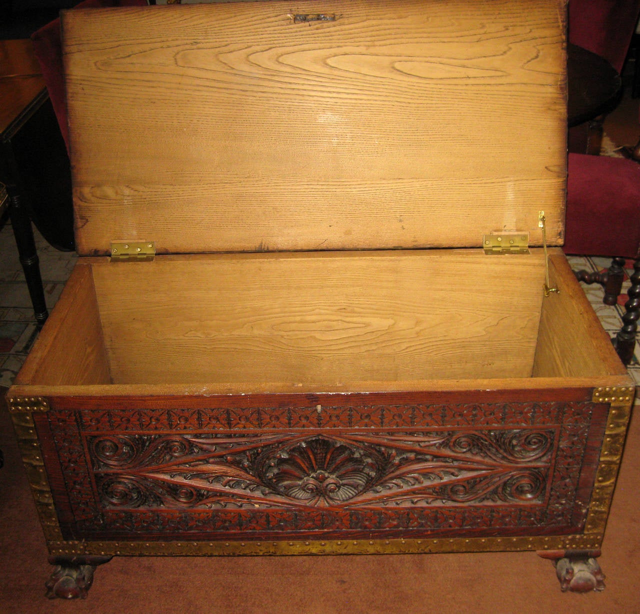 19th Century Carved Spanish Chest 1