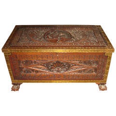 Antique 19th Century Carved Spanish Chest