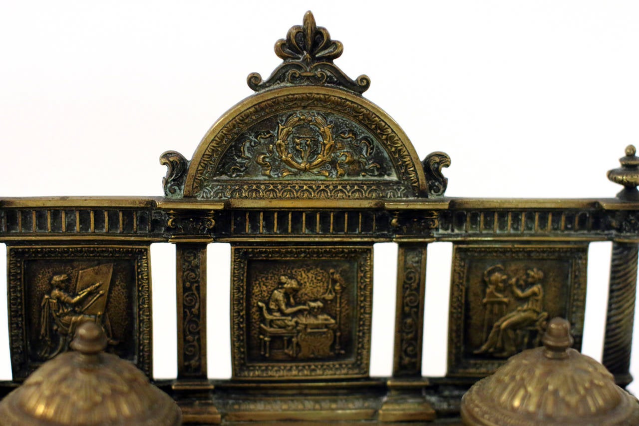 French 19th Century Neoclassical Brass Inkwell